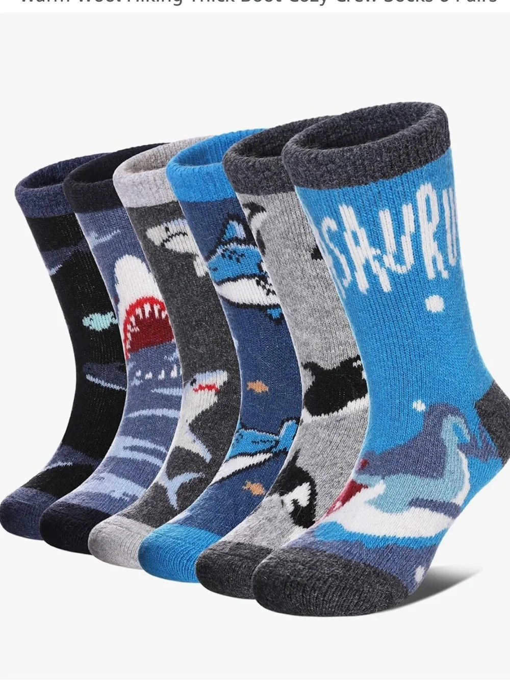 Kids Wool Blend Winter Socks Boys Girls Warm Thick Crew Socks 6 Pairs Size 1-3T